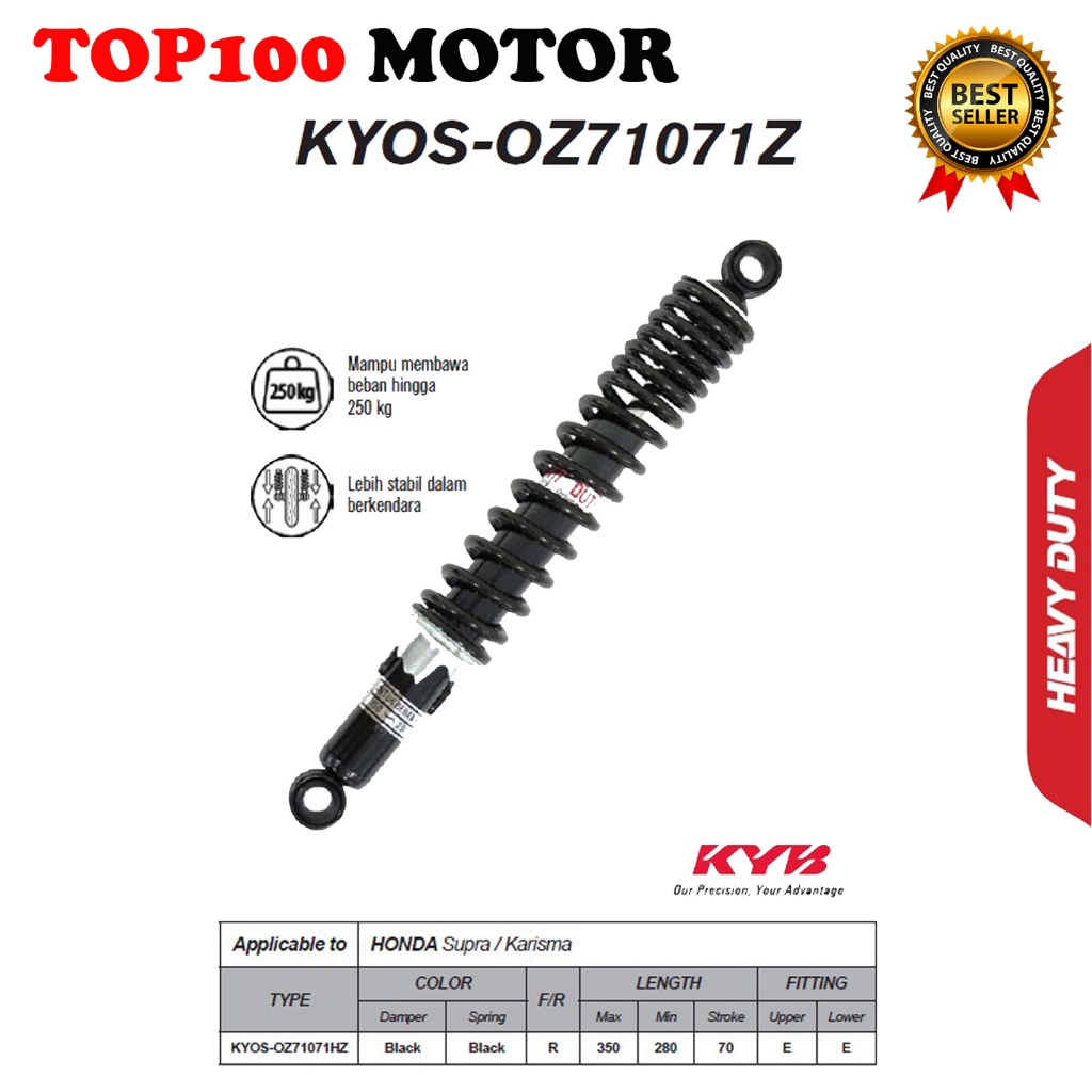 KAYABA KYOS-OZ71071Z SOK BREKER BELAKANG ANGKUTAN BERAT HD 340 MM KARISMA. SUPRA X 125. BLADE KYB