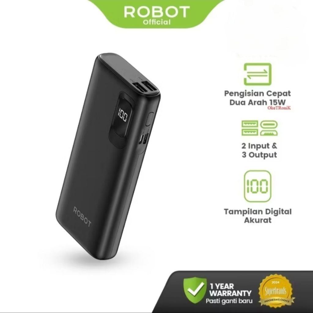POWERBANK ROBOT RT102 10.000MAH Sertifikat CCC