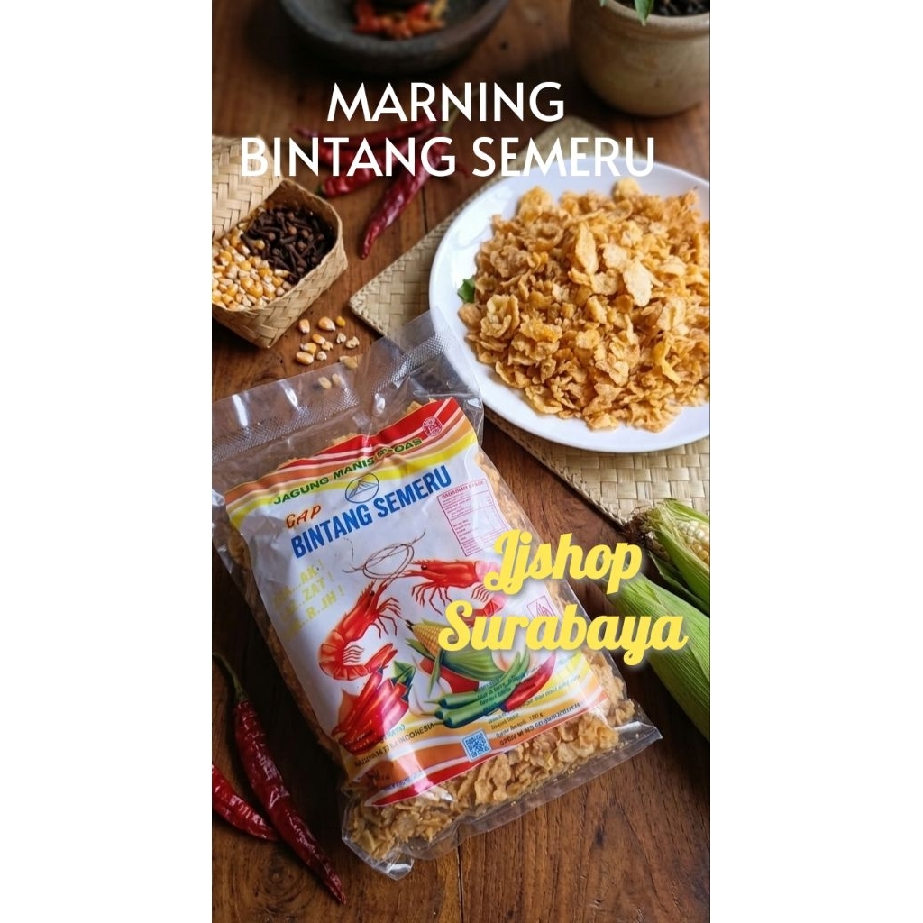 Marning jagung merk Bintang Semeru 100gram #jagung gepeng# agen marning