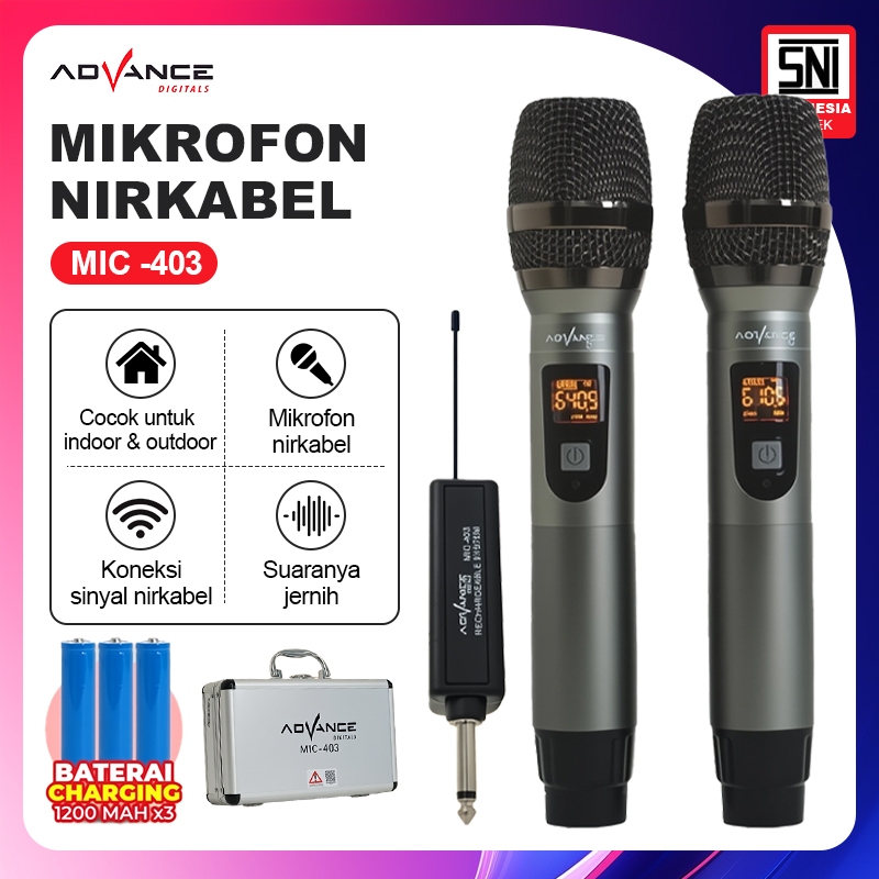 Advance Double Microphone Wireless MIC-403 Mic403 Tanpa Kabel Profesional Untuk Karaoke dan Acara