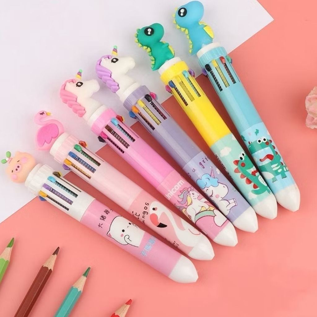 UNICORN ANIMASI PULPEN MEKANIK 10 WARNA TINTA KARAKTER 3D / PULPEN 10 WARNA MOTIF BONEKA S106