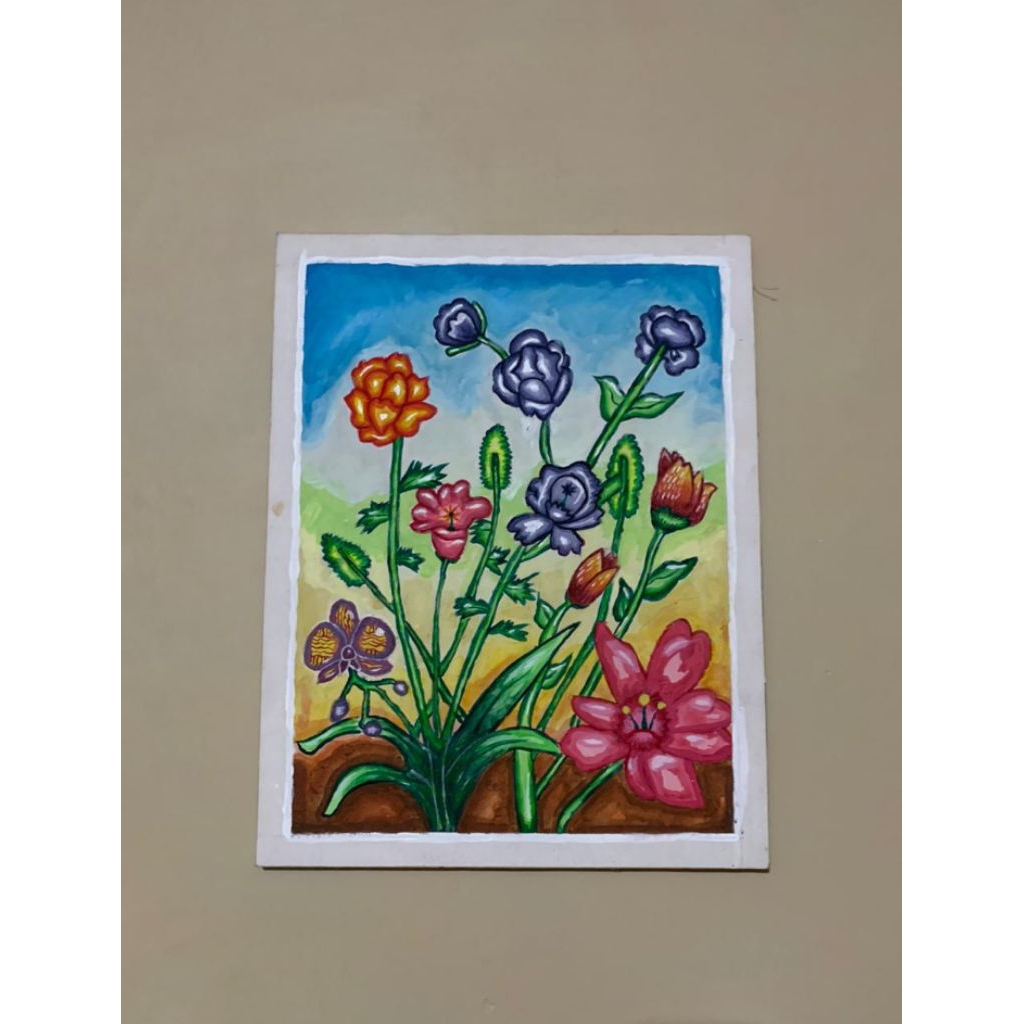 Lukisan Bunga Warna Cerah | Hiasan Dinding Estetik | Dekorasi Kamar