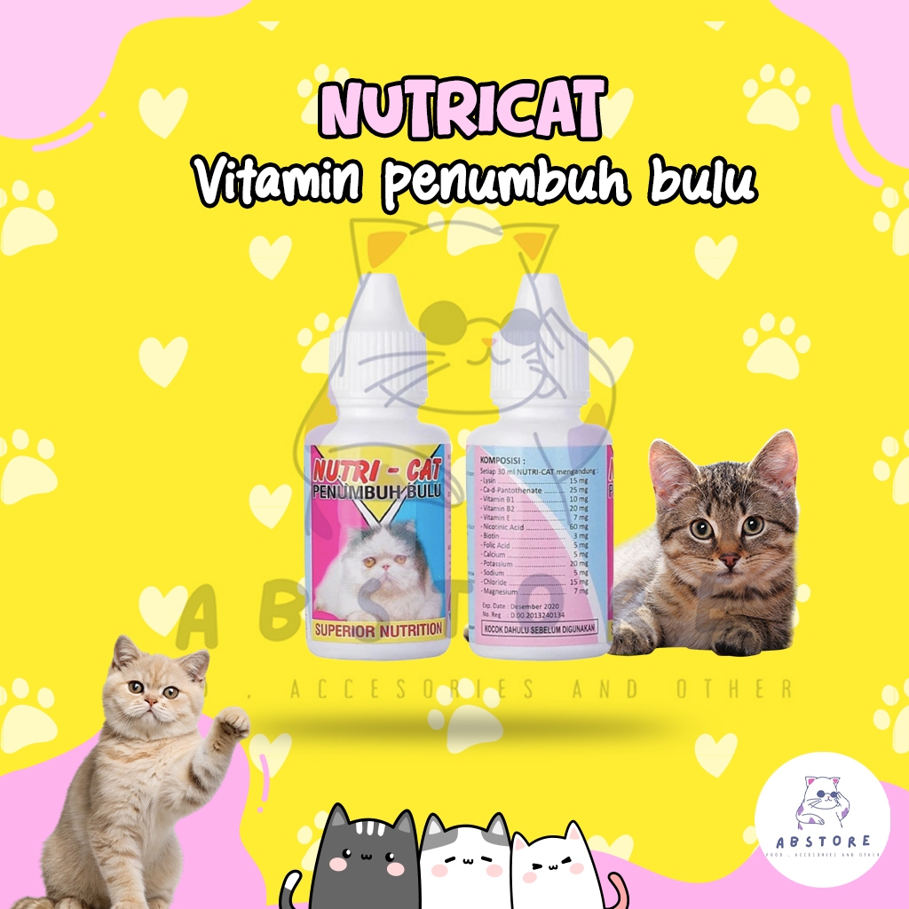 NUTRI CAT Vitamin Penambah Bulu Kucing Vitamin Kucing Penambah Bulu Vitamin Bulu Kucing Suplemen Vit