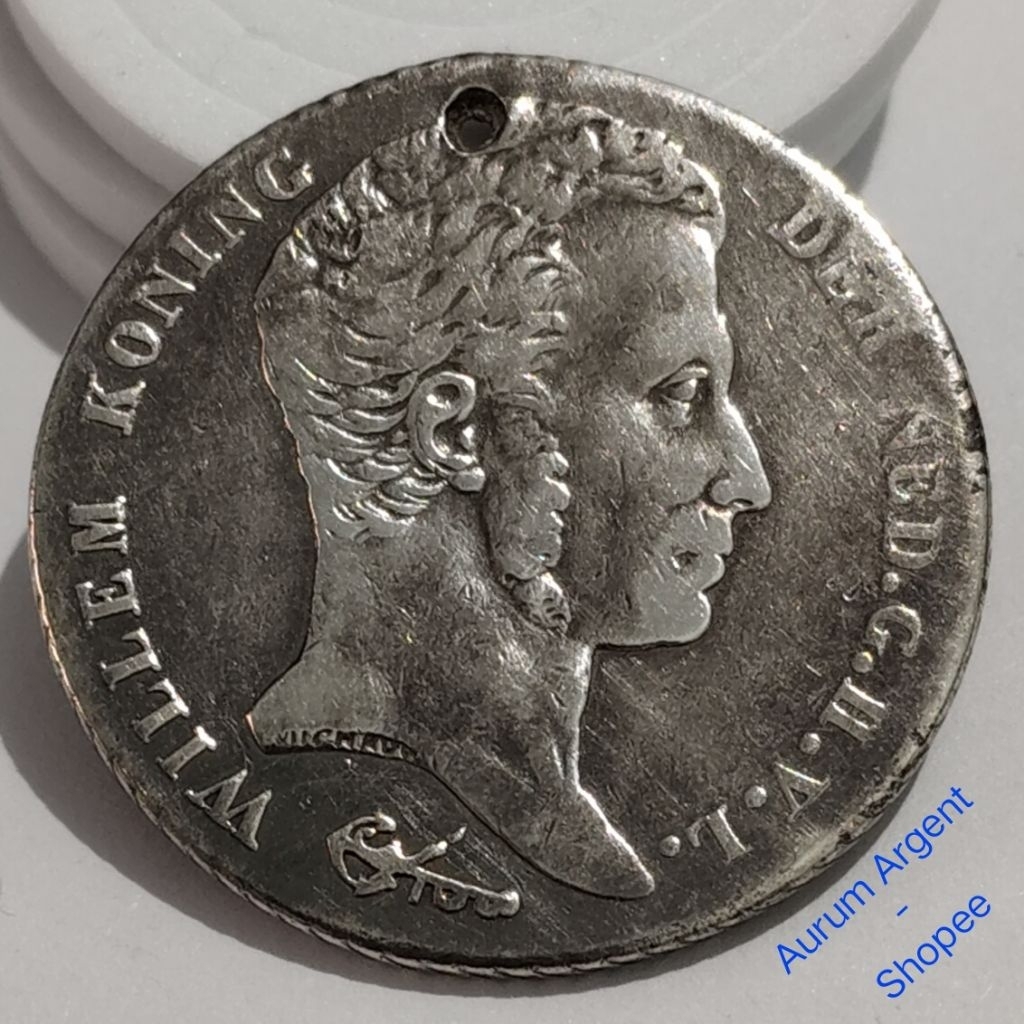 O.4-- 1 PC KOIN PERAK KUNO ASLI GULDEN WILLEM I TH 1839. --  SILVER COIN --