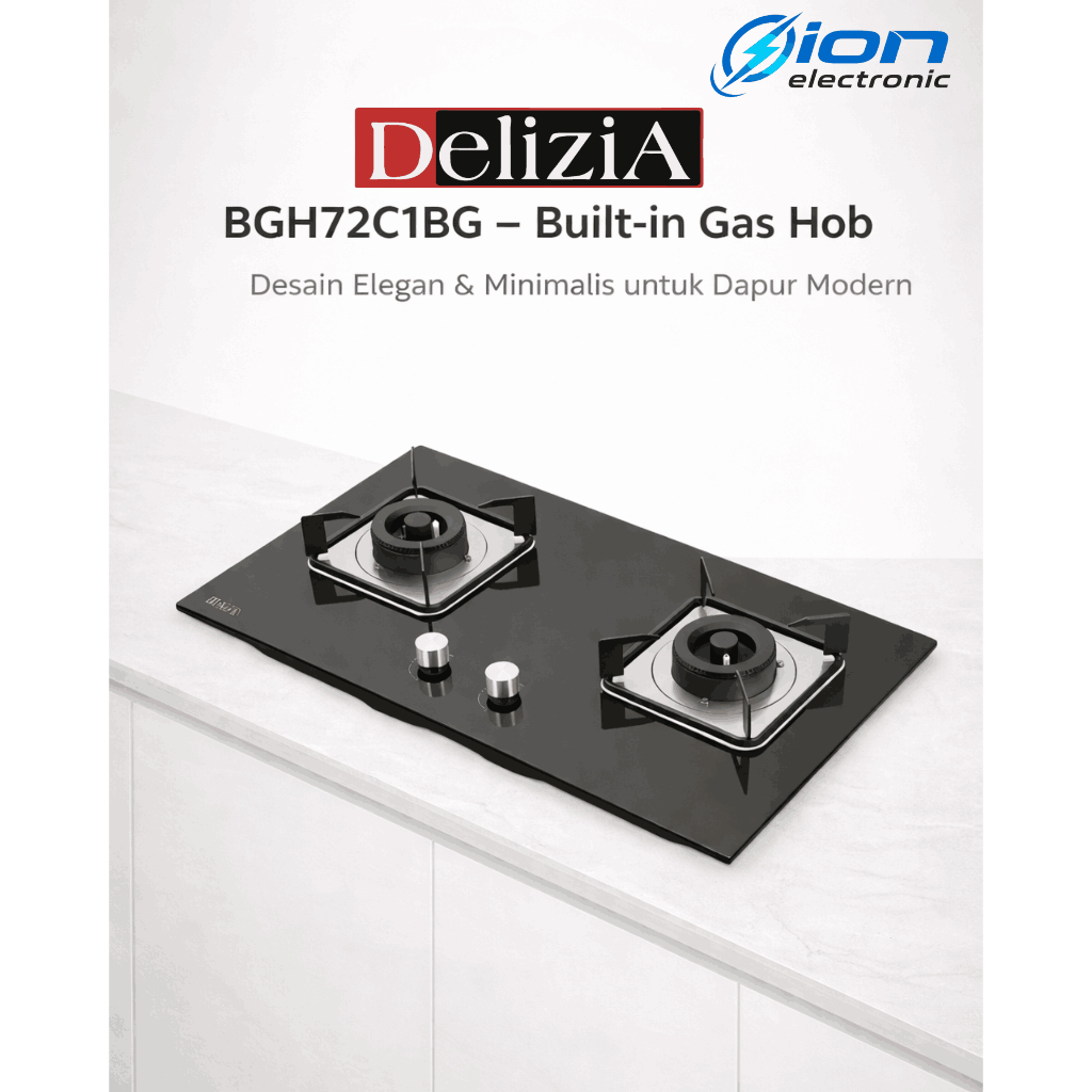 Kompor Tanam 2 Tungku Built In Delizia 75 cm Gas BGH72C1BG