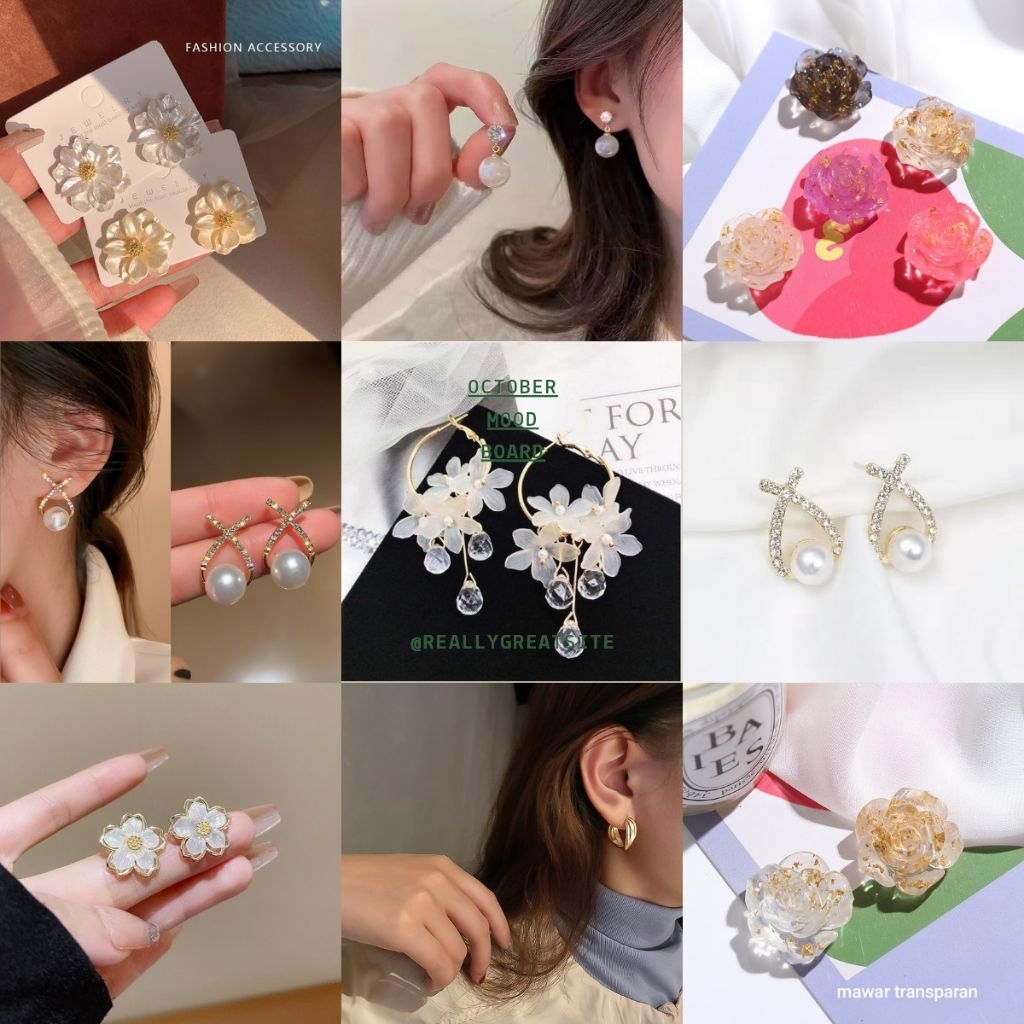 Anting Korea Wanita anting tusuk Bunga Camelia Anting Bunga Mawar Anting Bunga korea Anting Tusuk Bu