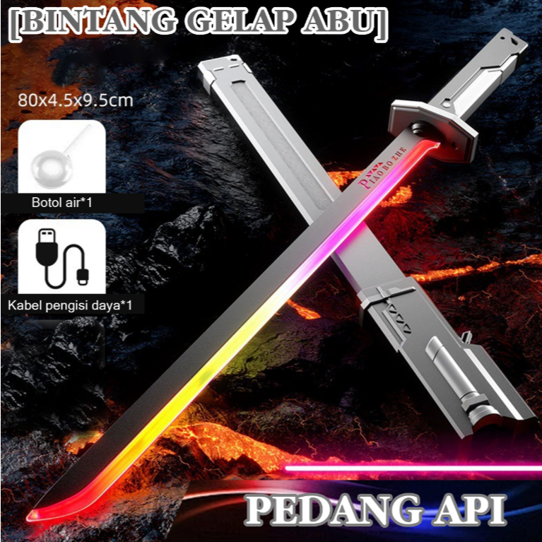 [READY] 2-in-1 Toy Sword Light Saber with Laser, Sound, and Spray Mist, Plastic for Children 6+, Sta