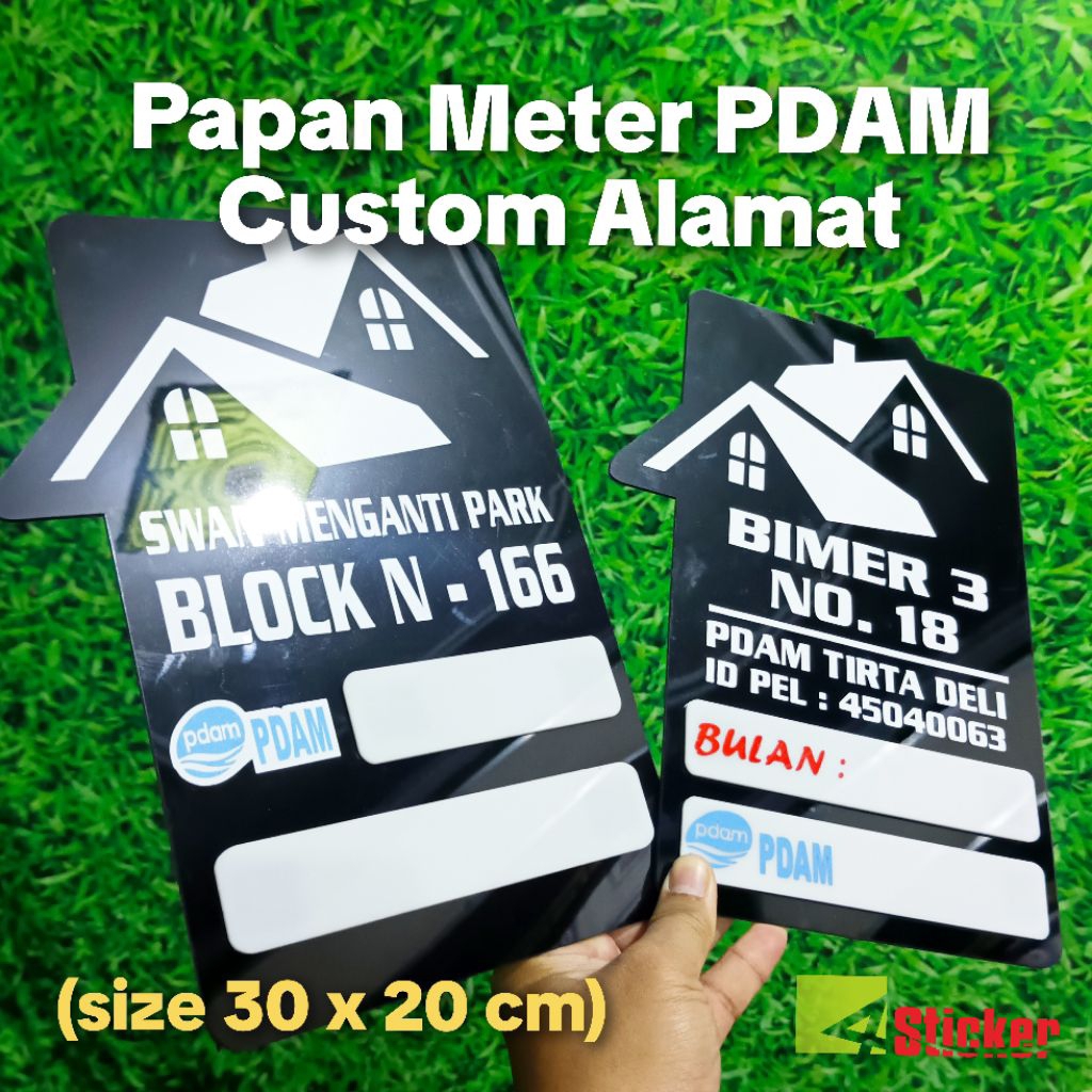 Papan Meter PDAM Alamat Custom