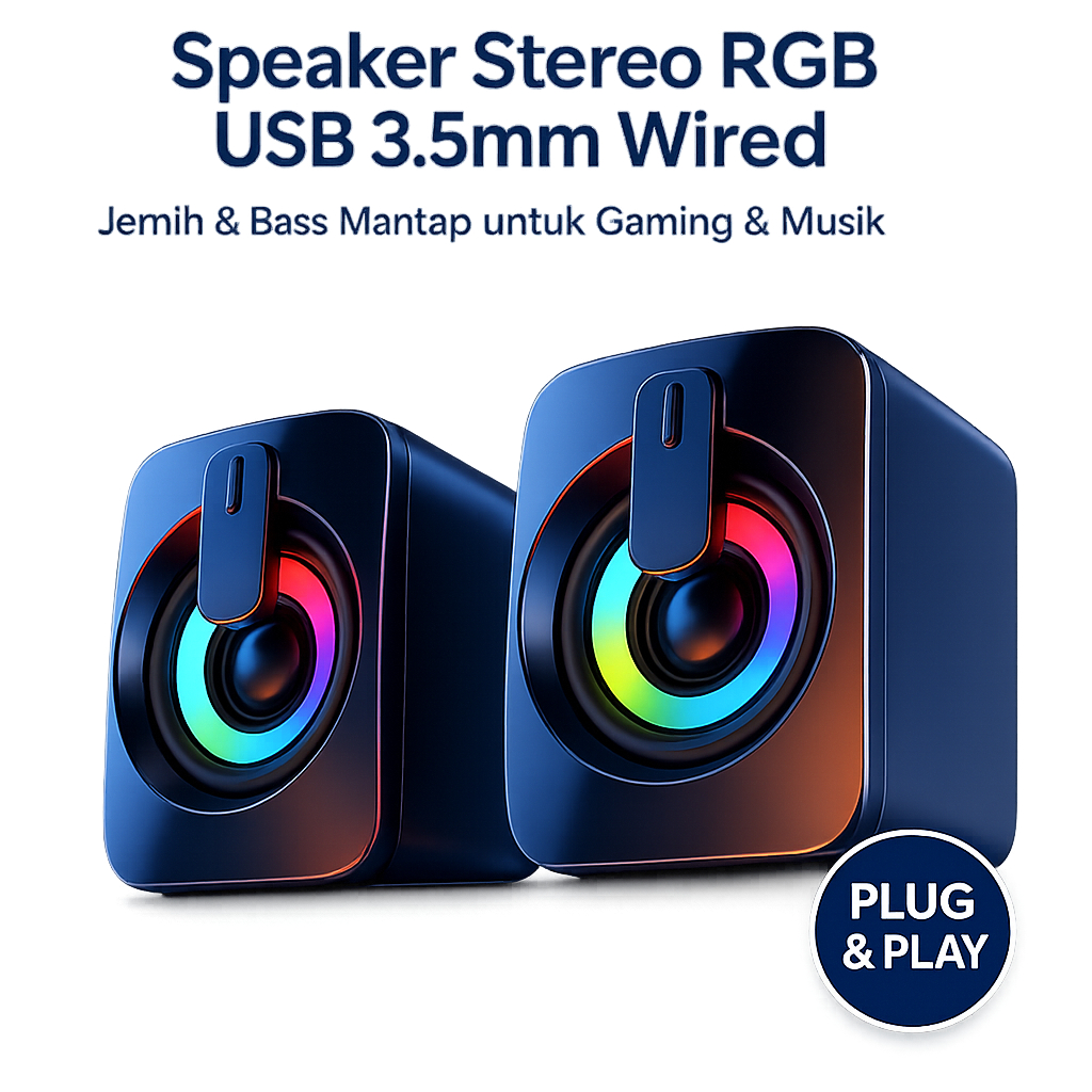 Cara Pasang Speaker Stereo RGB USB 3.5mm LP COMP untuk Laptop