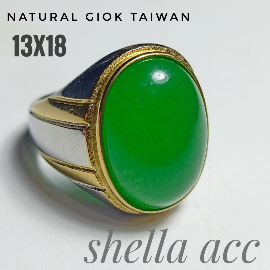CINCIN PRIA BATU GIOK TAIWAN ORIGINAL STONE RING TITANIUM