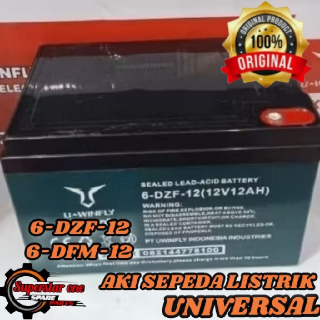 Baterai aki sepeda dan motor listrik U-Winfly 12V12AH