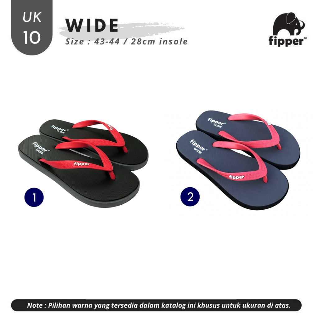 Fipper Wide Sandal Jepit Pria UK 10 (Size 43-44)