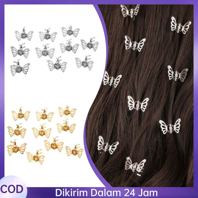 10/20pcs Klip Rambut Gimbal Kupu-Kupu Logam Ring Hijab Cincin Klip Segar Dan Serbaguna Ring Hijab Je