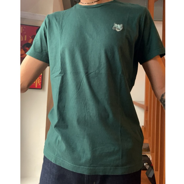 Maison Kitsune Green Fox Head Patch Tshirt