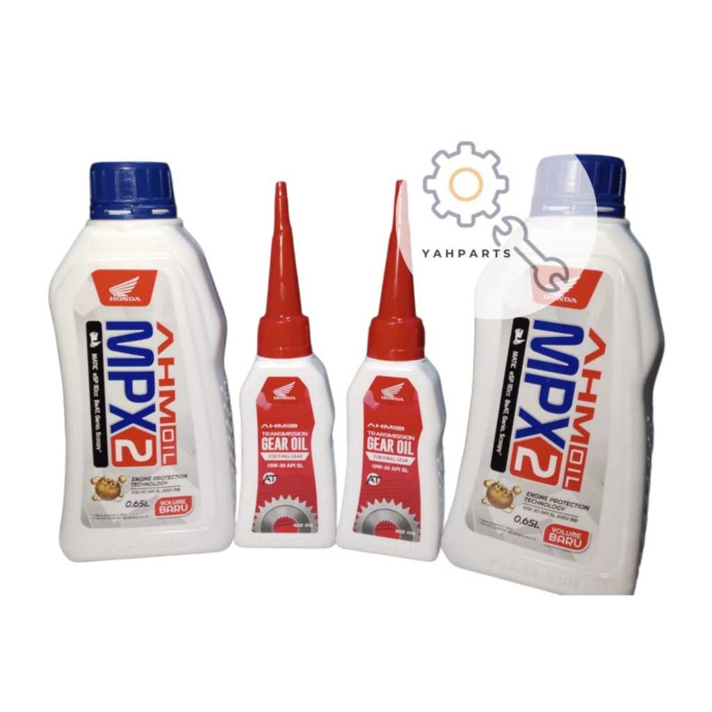 Paket 2 Botol Oli Mpx2 650ml 10W-30 + Oli Gardan Ahm Gear 120ml Oli Mesin Motor Matic Scoopy Esp Bea