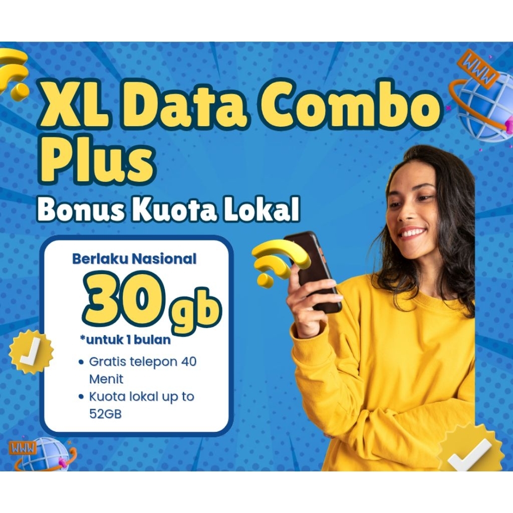 Voucher Paket Data XL Combo Plus 30GB / Kuota Internet XL