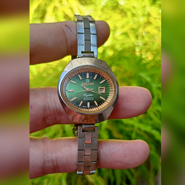 RICOH 25142AC Green Sunburst Automatic Watch Original Second| Jam Tangan Wanita Preloved