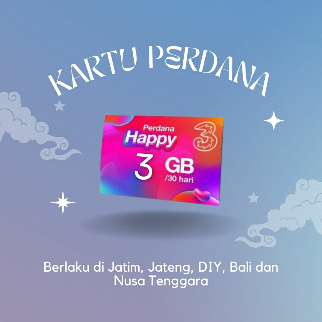 KARTU PERDANA TRI KUOTA 63GB (3GB+60GB)