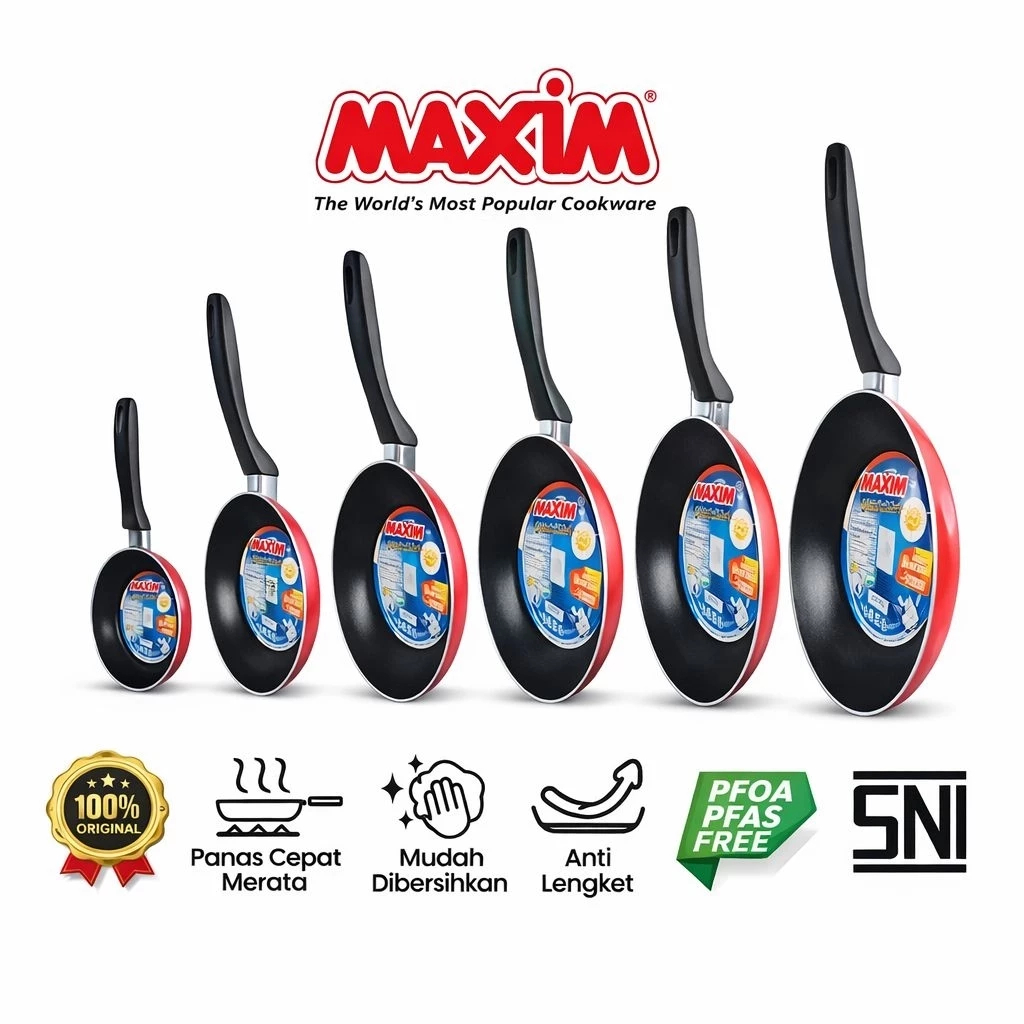 Maxim Frypan Valentino Maspion Teflon Anti Lengket Teplon Original 18 20 22 24 26CM
