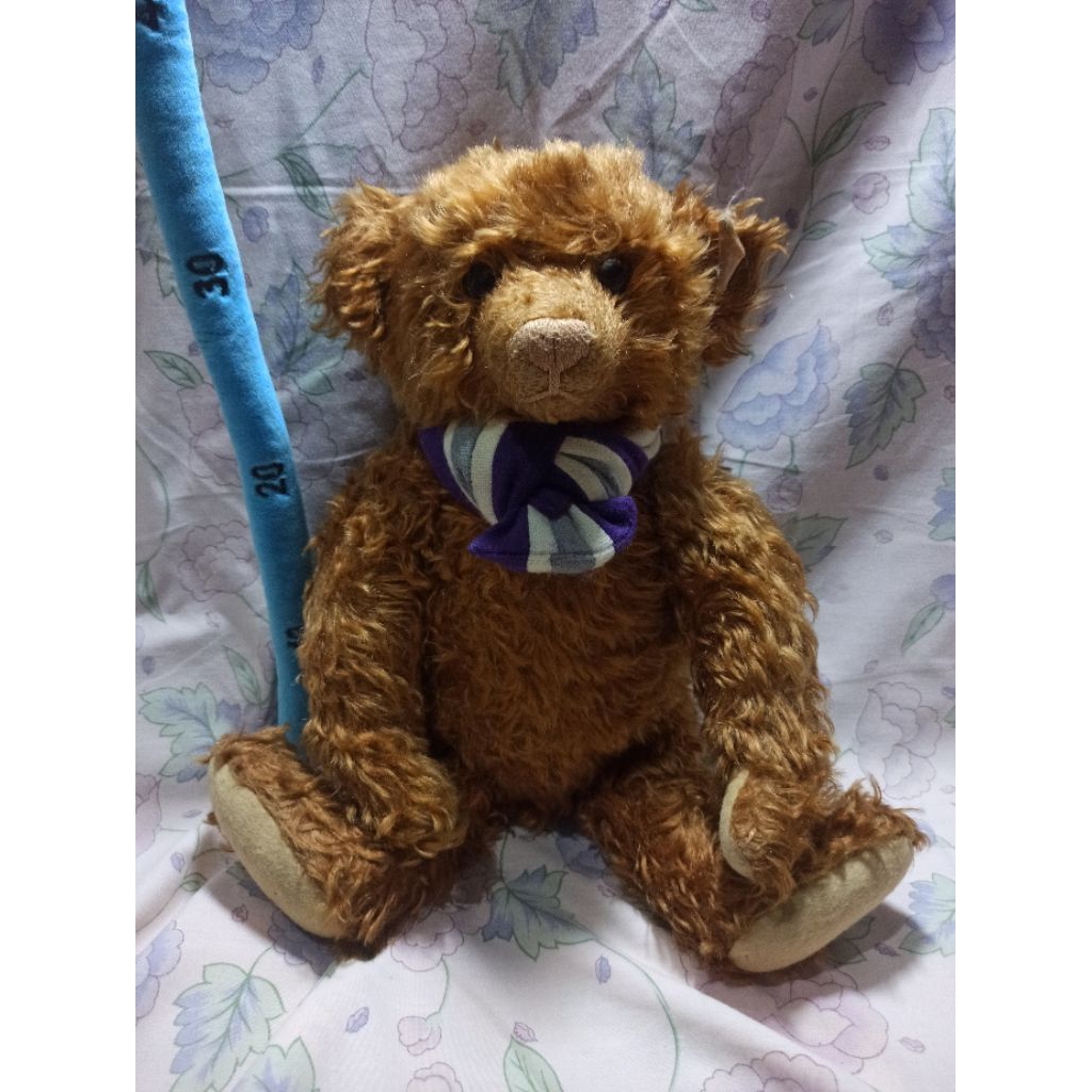 steiff mohair teddy bear label putih vintage preloved, ukuran besar