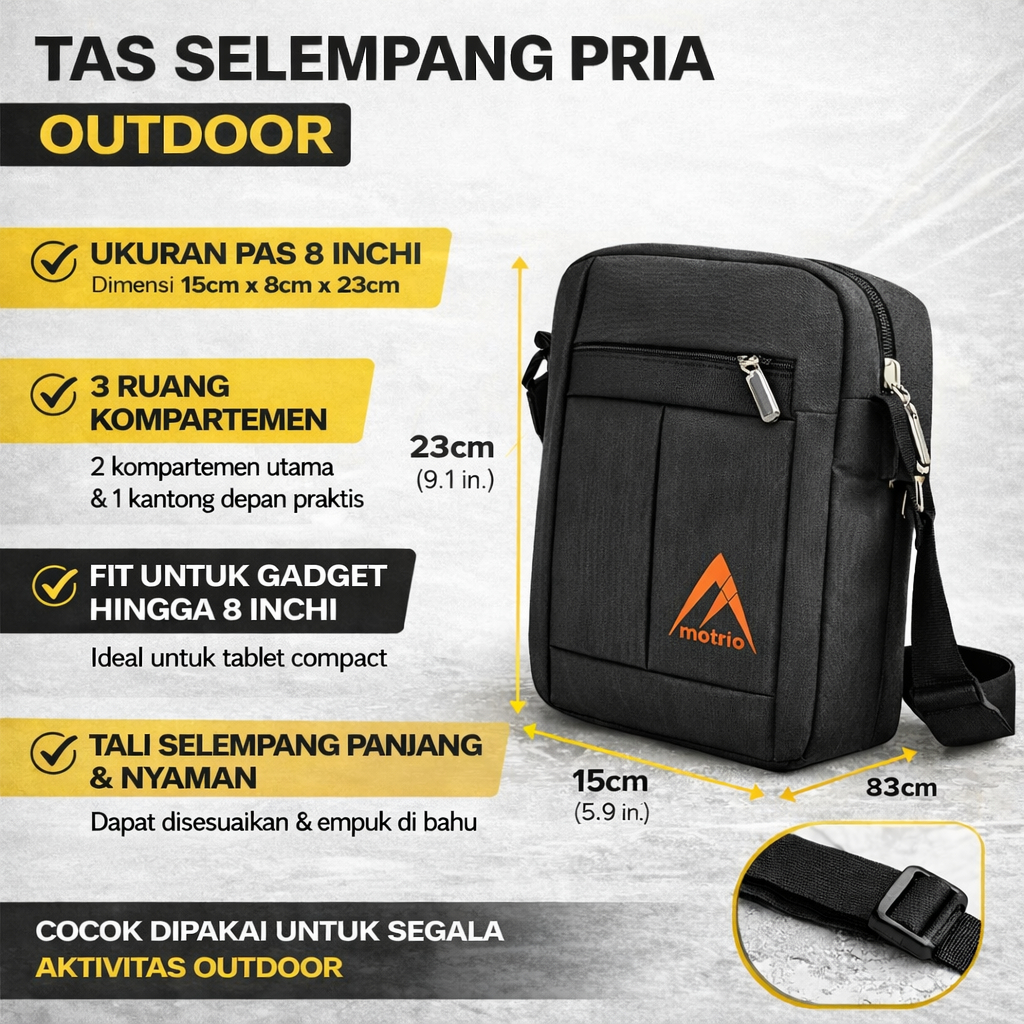 TAS CENTER TAS SELEMPANG PRIA TAS PRIA SLINGBAG TAS BAHU TAS SELEMPANG BAHAN NILON