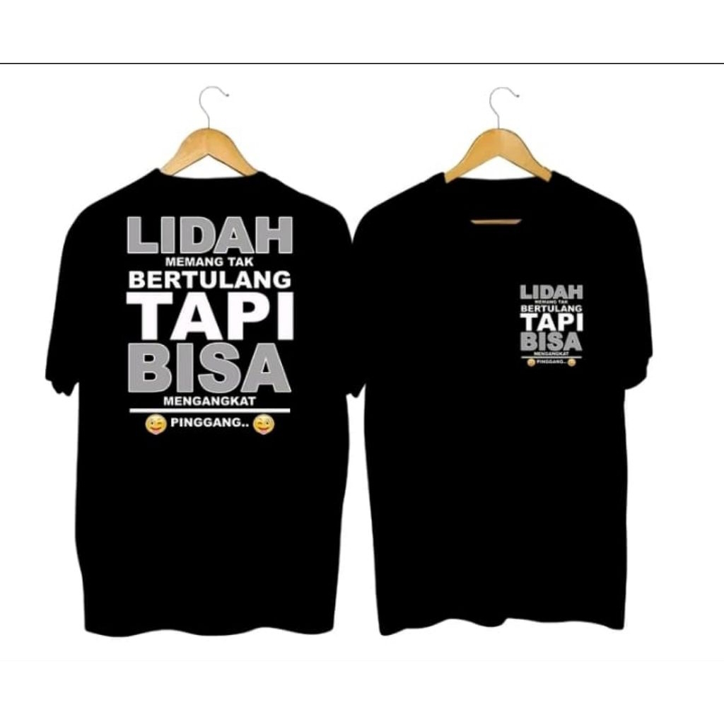 Kaos sablon lidah memang tak bertulang t-shirts distro unisex katun bahan adem