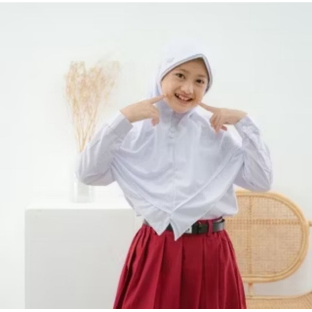 hijab jilbab kerudung putih lis putih cocok buat anak sekolah tk sd smp sma