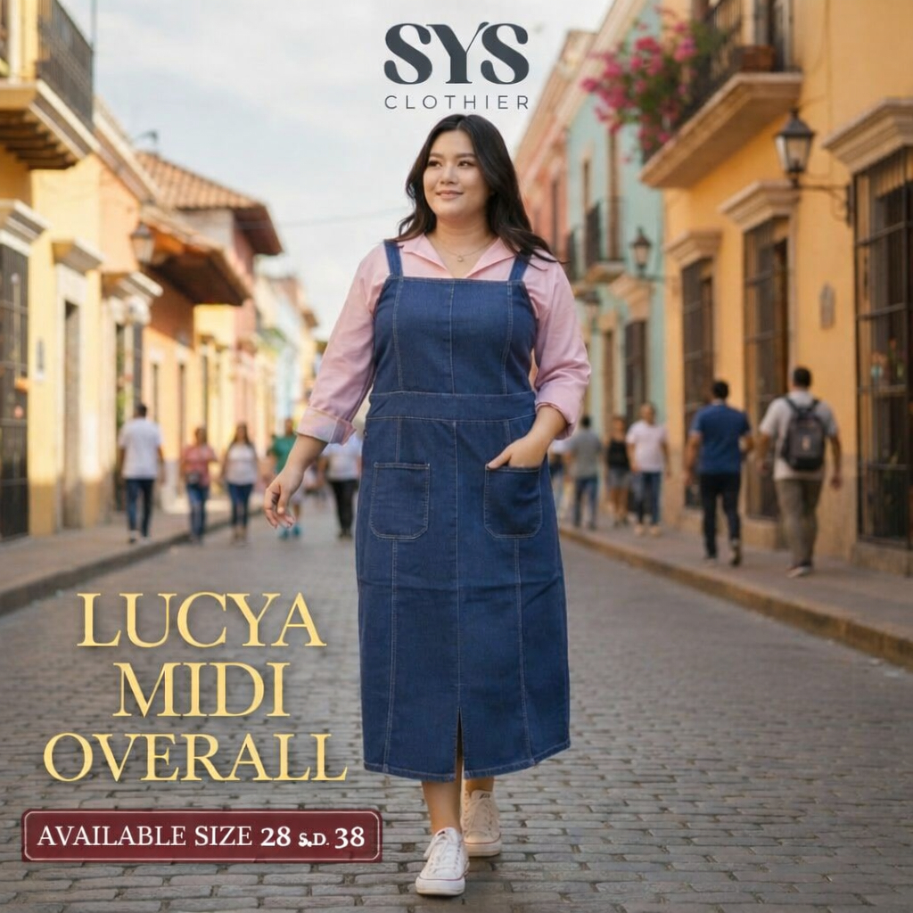 LUCYA MIDI OVERALL BIGSIZE WANITA NORMAL DAN JUMBO-SYSCLOTHIER JEANS