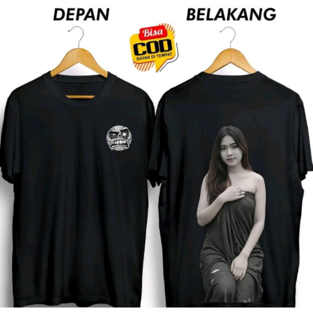 Kaos Distro Hantu Cantik Kemben Hitam Serem Db T-shirt Unisex Pria Wanita