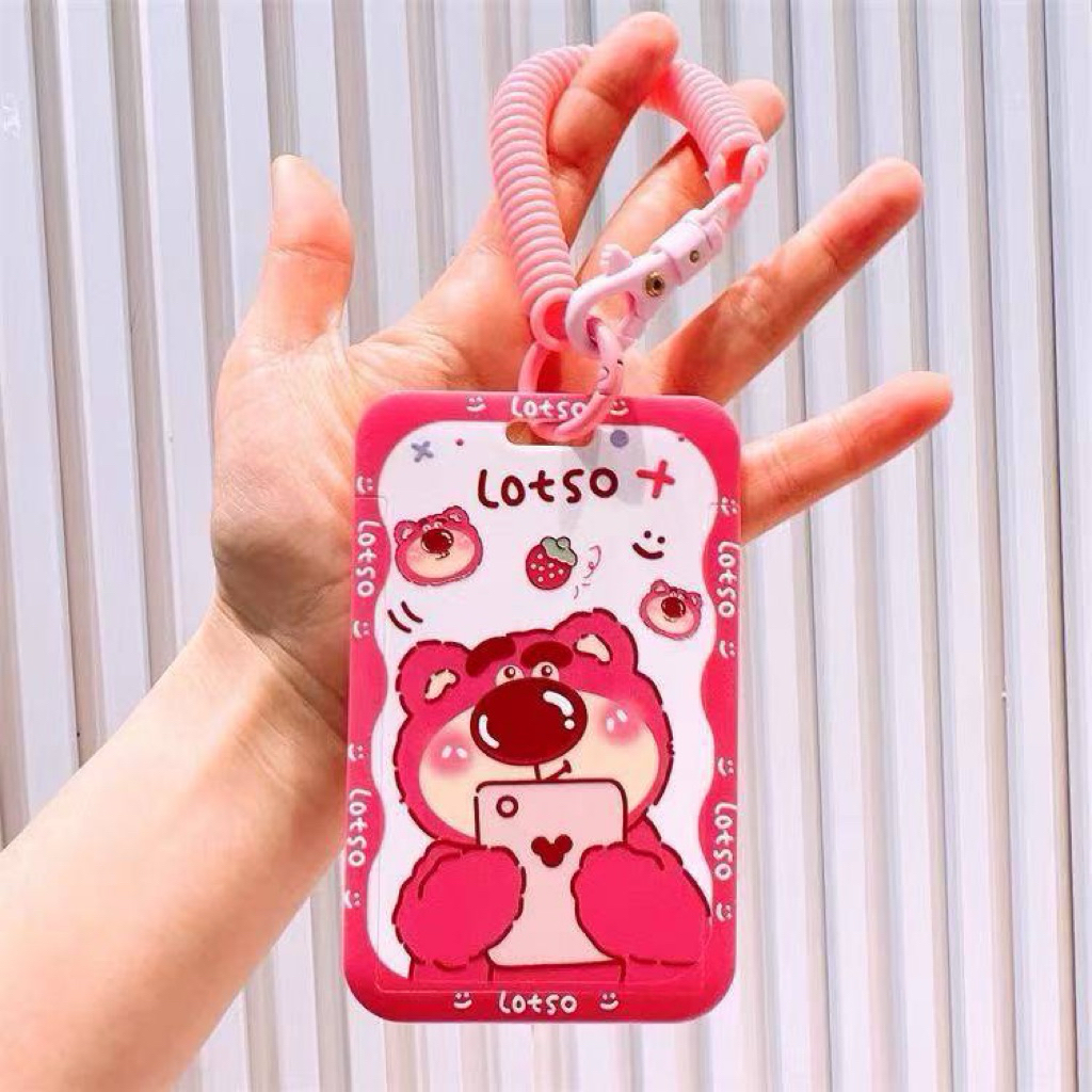 [PREORDER] Card Holder Lotso Strawberry Bear – Cute NFC Sensitive ID Case with Pink Spring Strap