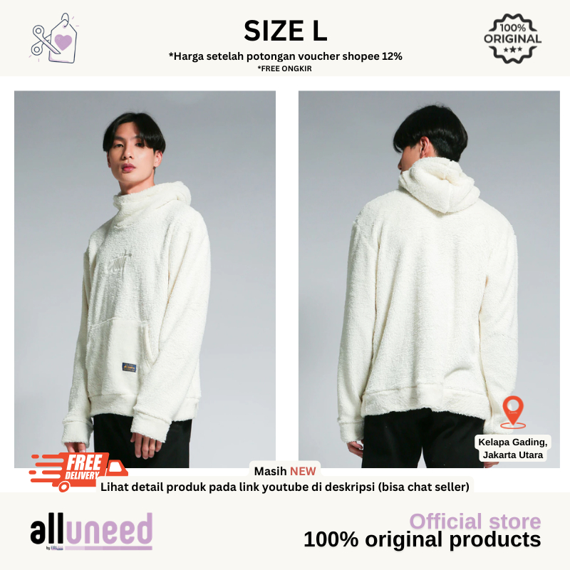 Hoodie Putih House of Smith Sweater Hoodie Pria - Hobu White - NEW - Ukuran L