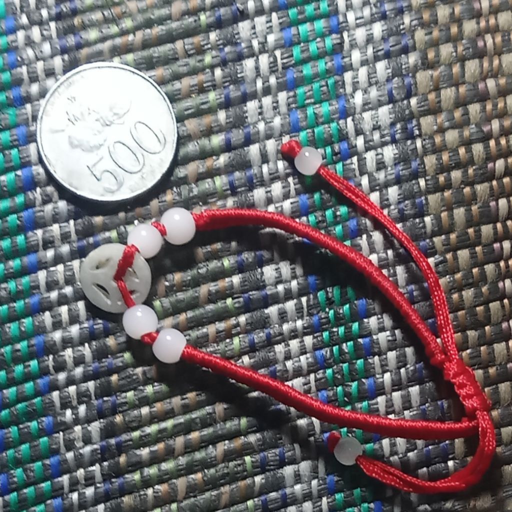 gelang tali giok coin putih