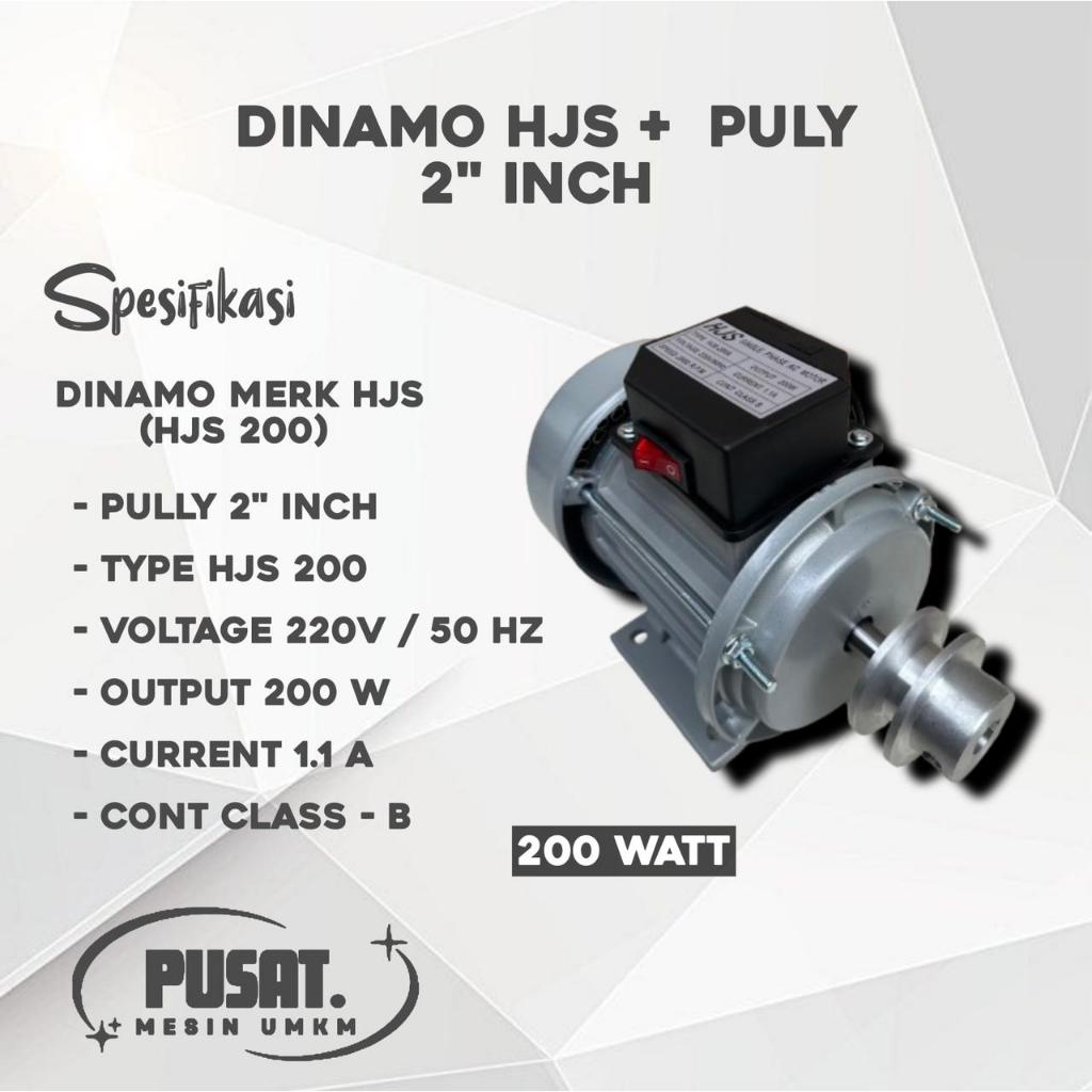 Dinamo Penggerak Serbaguna Listrik 200Watt Rpm2800 Lengkap Pully 2" Inch