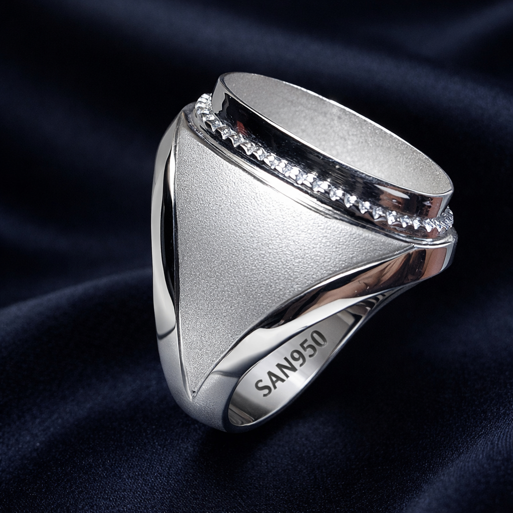 Cincin Emban Perak 950/925 Pria - Ring Kosongan Custom Handmade Premium Batu Akik Permata | SAN950