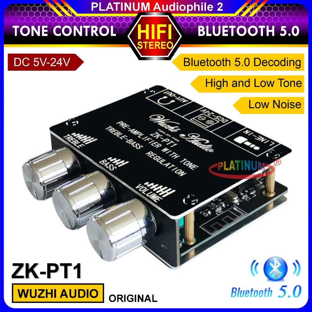 Tone Control Bluetooth 5.0 Audio Receiver Pre Amplifier MP3 Decoder Original Wuzhi ZK-PT1
