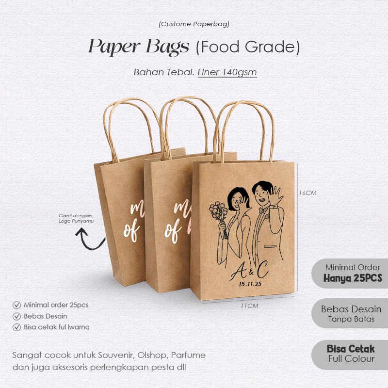 (Custome) Paper Bag Kado Mini Parfume, Souvenir dan Aksesoris, Paper Bag Custome Bebas Desain