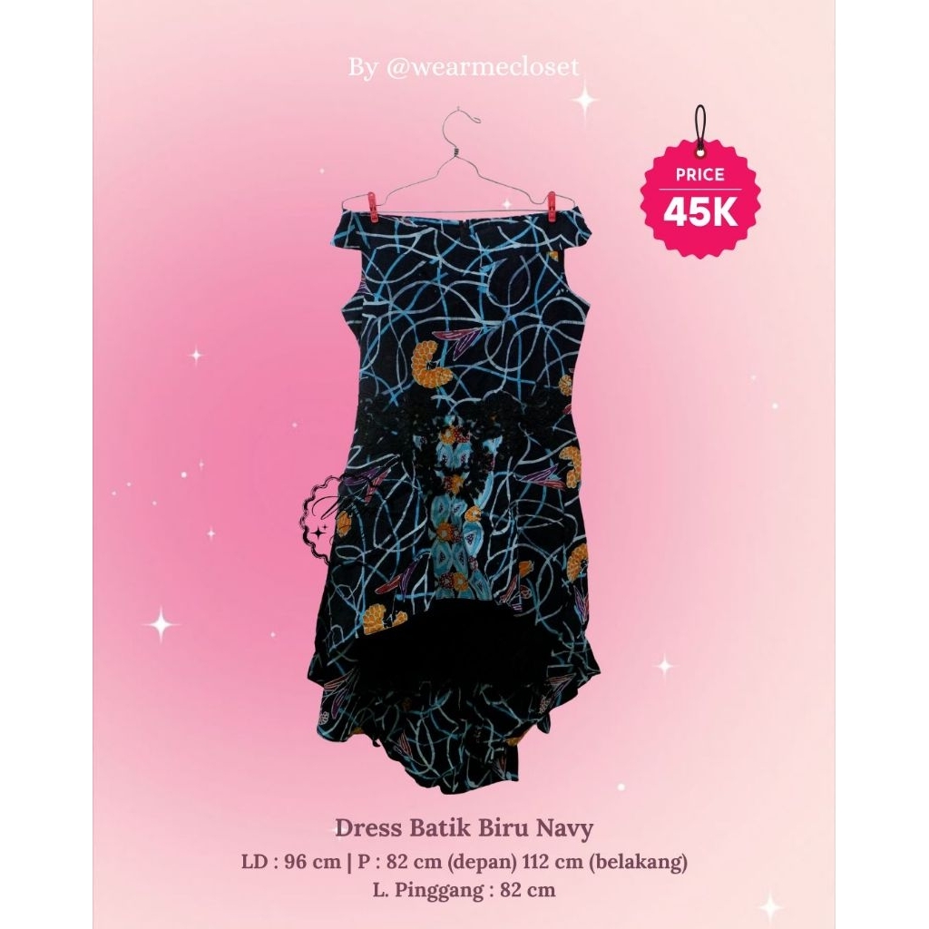 Dress Batik Biru Navy