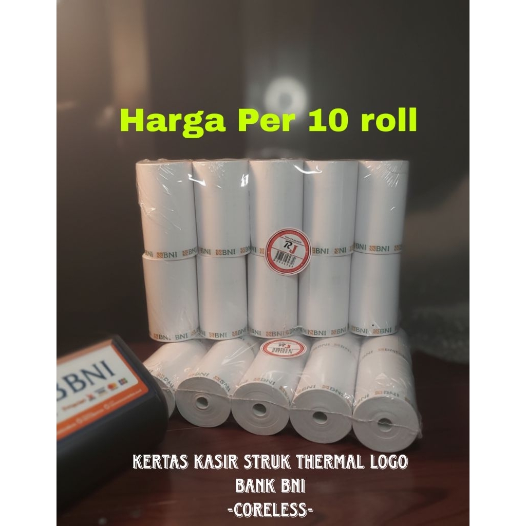 Kertas Kasir Struk Thermal Logo BNI, "CORELESS".