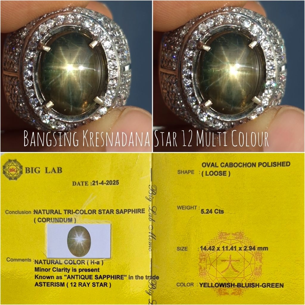 Antique Sapphire Kresnadana star 12 multi colours limited edition memo big lab ada ruby burma dan bl