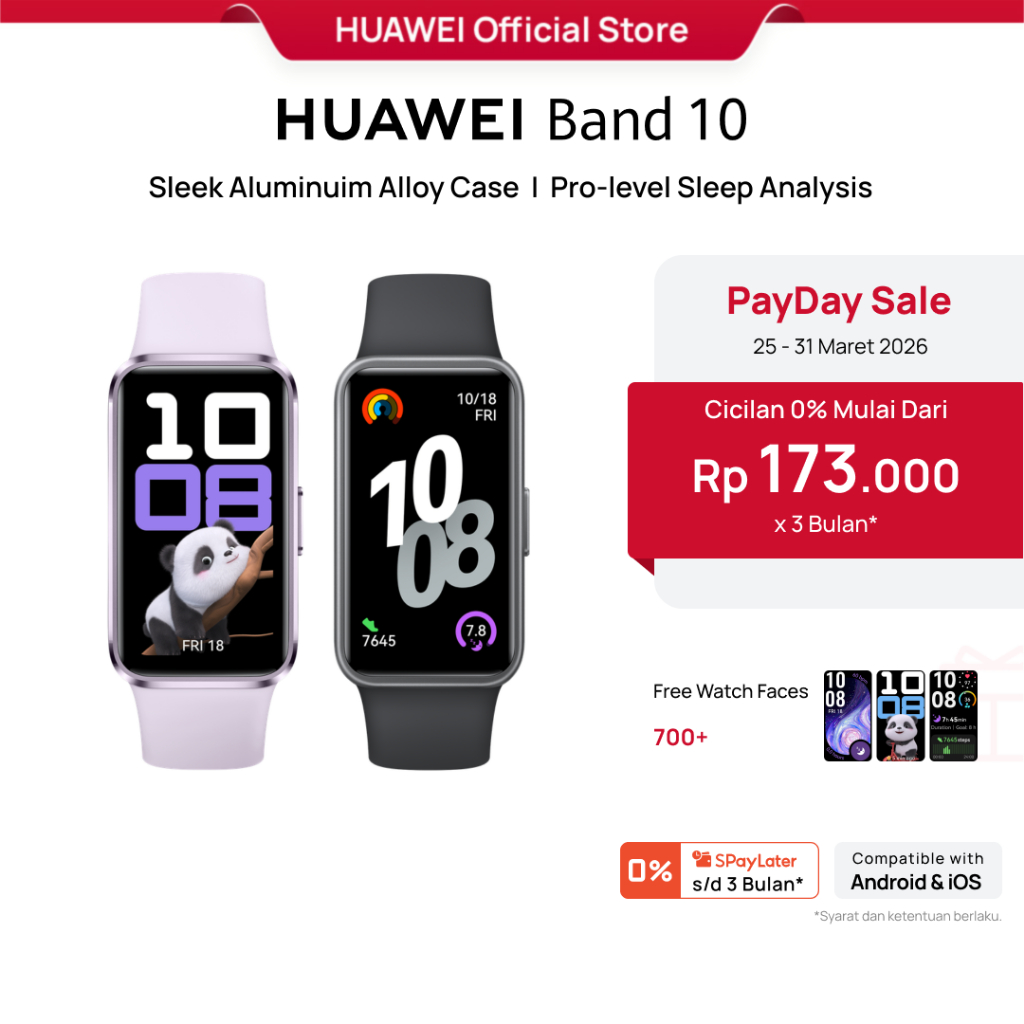 HUAWEI Band 10 Smartband | Sleek Aluminum Alloy Case | Pro-Level Sleep Analysis | Emotional Wellbein