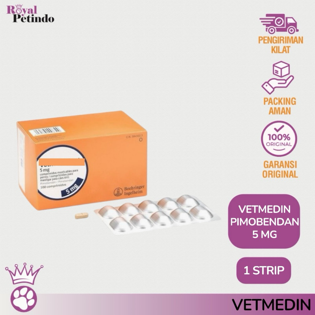 ( 1 STRIP ) Vetmedin 5 mg Obat Jantung Anjing