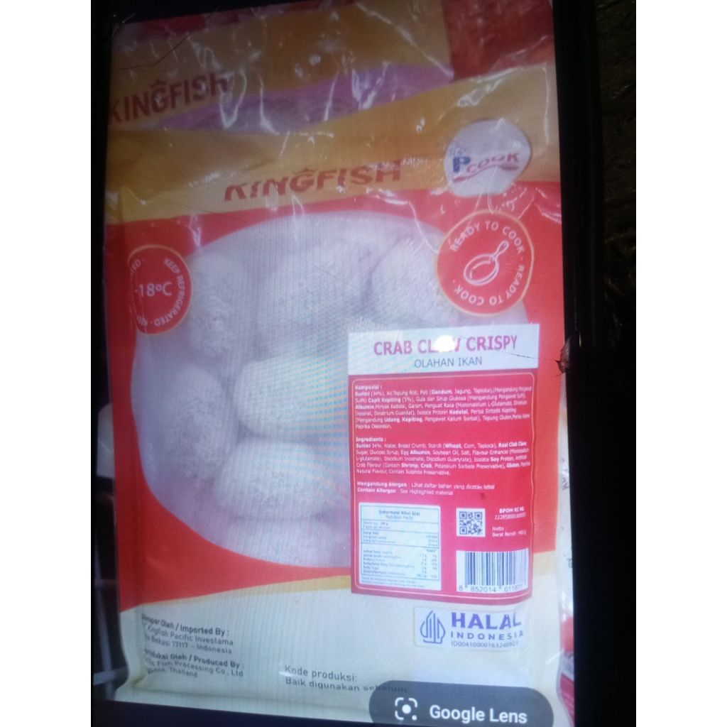 King Fish Crab Claw Crispy 450 gr