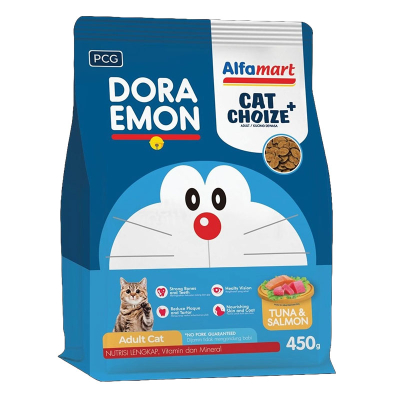 Alfamart Cat Choize Doraemon Makanan Kucing Kering Adult Rasa Tuna & Salmon 450 g