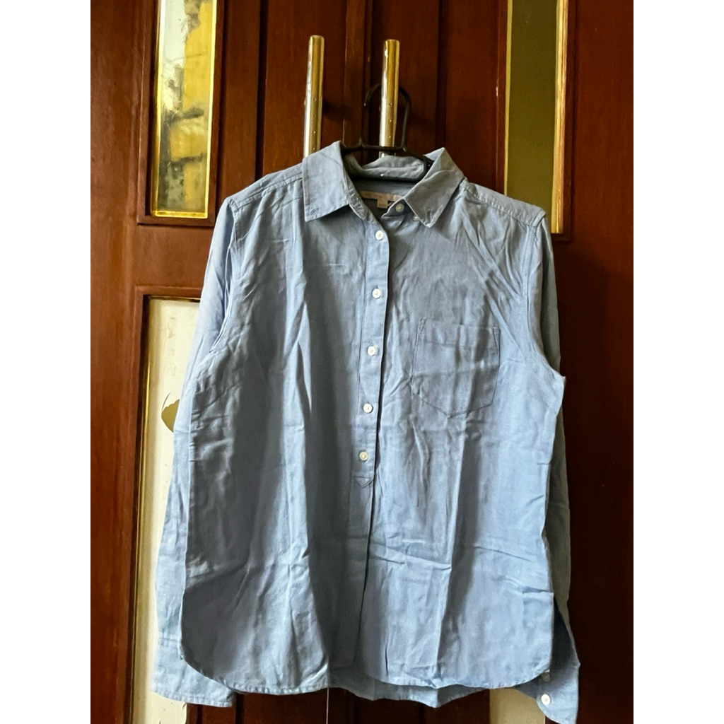 kemeja linen GAP BLUE