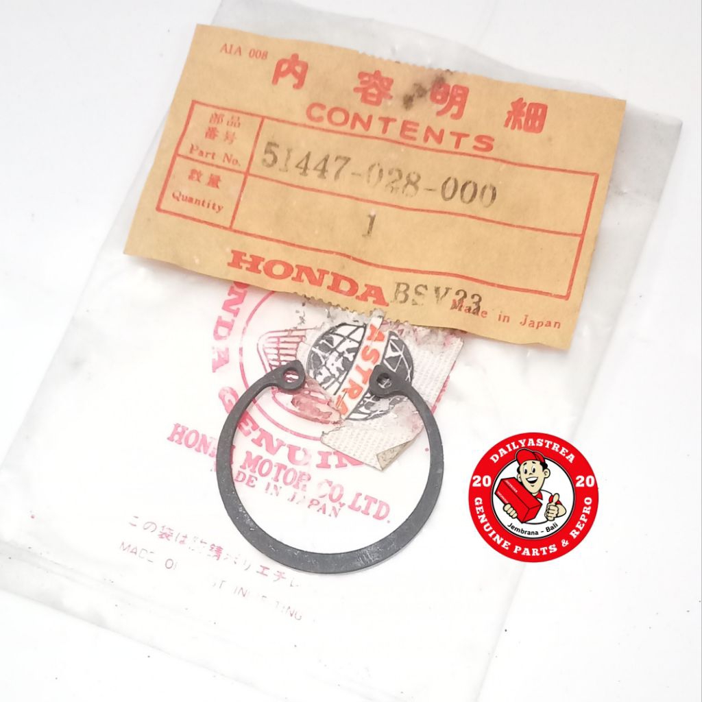 CIRCLIP INTERNAL 37MM AS SHOCK SKOK FORK DEPAN HONDA S90 90Z CT90 CB100 CB125 ORIGINAL ORI 51447-028