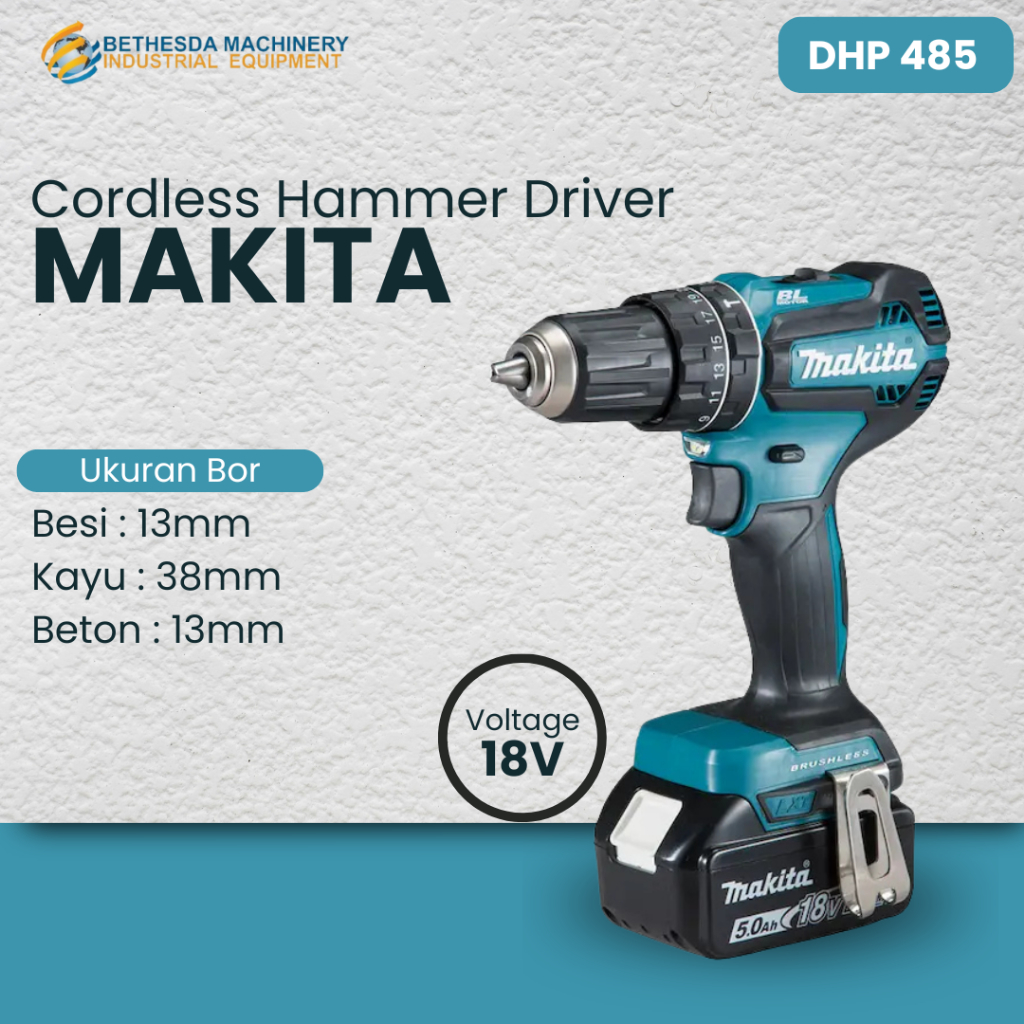 Mesin Bor Baterai Cordless MAKITA Portable Bor Besi / Kayu / Beton Bor Tanpa Kabel