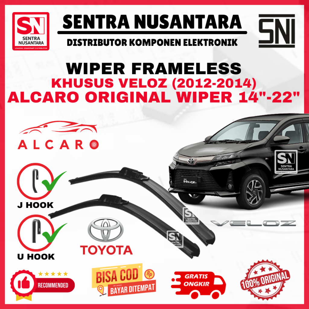 Wiper Mobil Toyota Veloz (2012-2014) Merk ALCARO ORIGINAL | Wiper Kaca Mobil Innova Veloz Model Fram