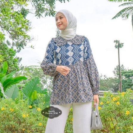 Amarilis Blouse Batik Kerja Katun Atasan Batik Wanita