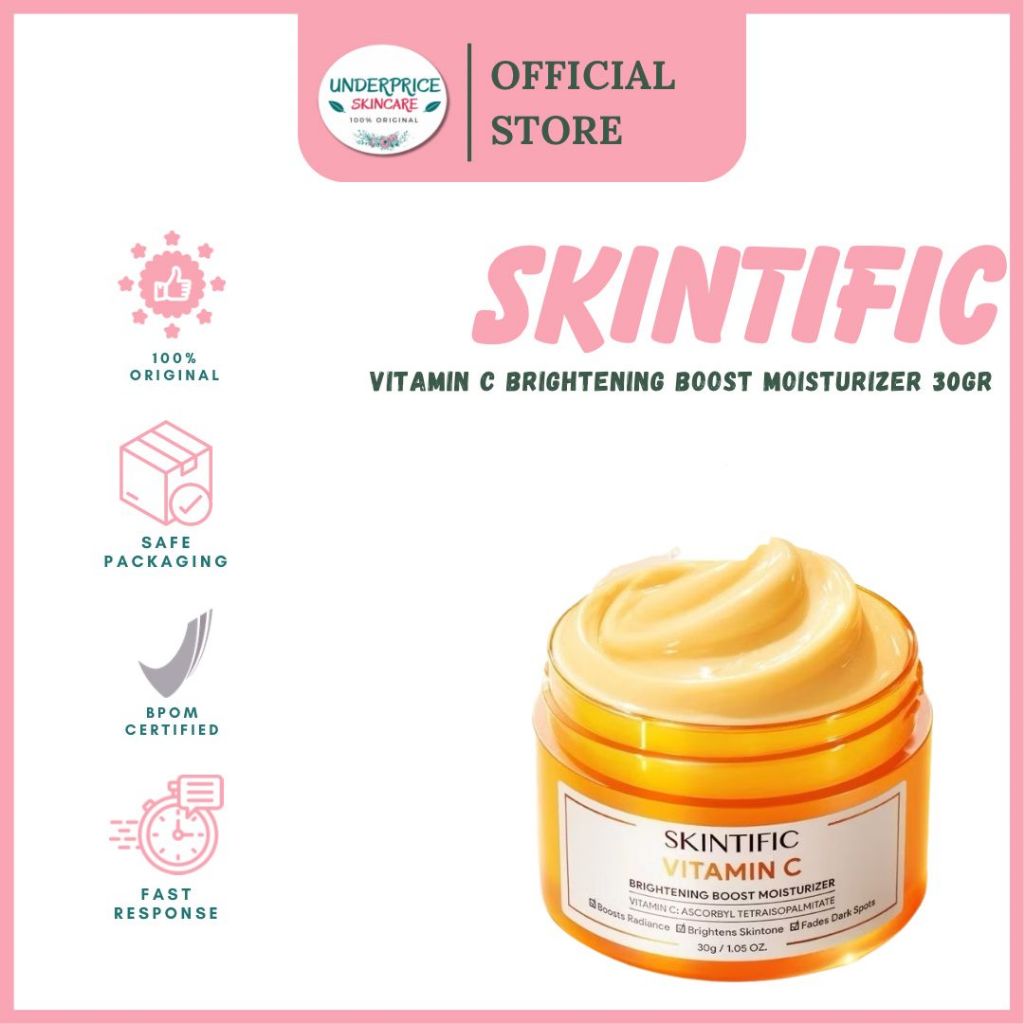 SKINTIFIC - Vitamin C Brightening Boost Moisturizer – Pelembap Wajah & Leher – Semua Jenis Kulit