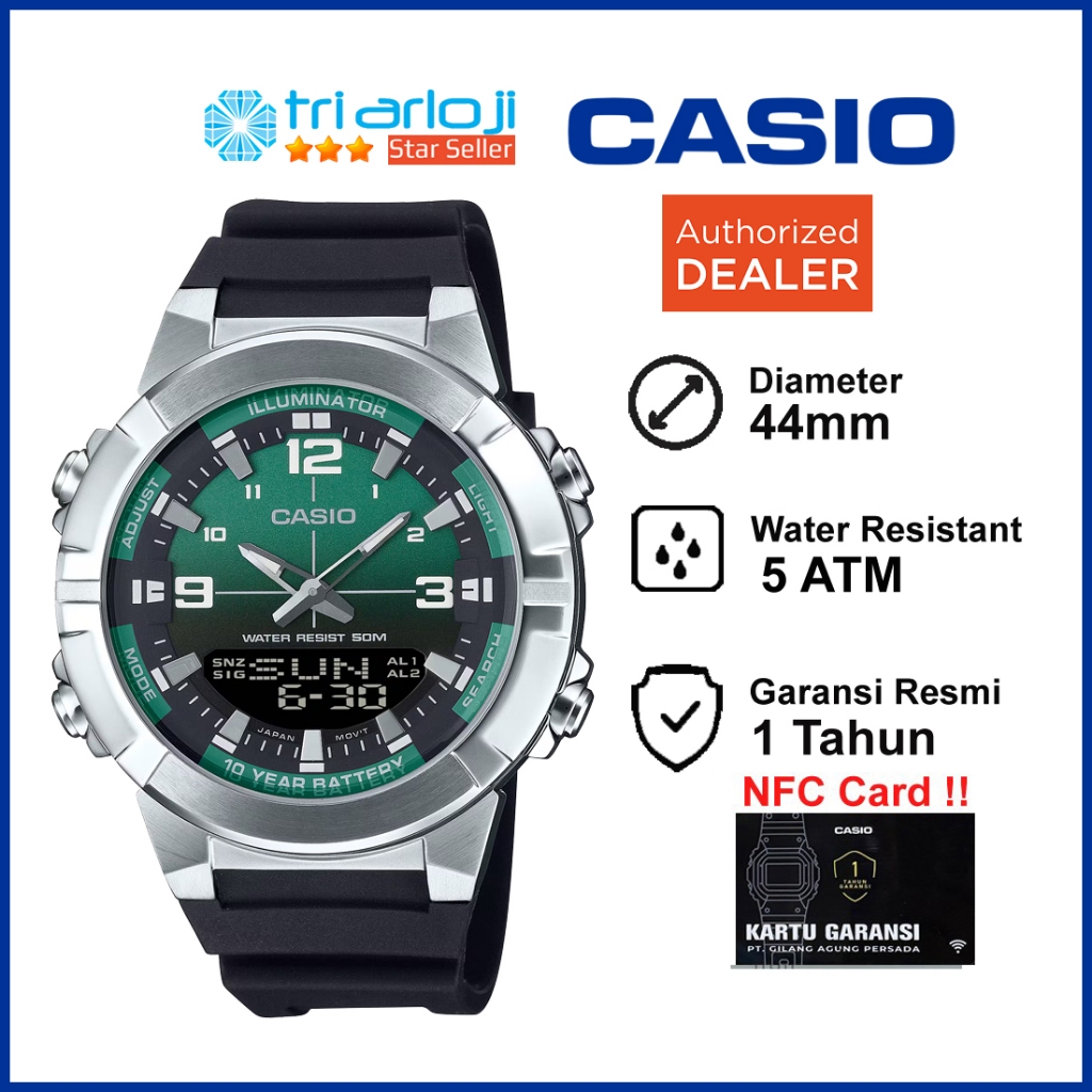 Casio General AMW-870A-3AVDF Jam Tangan Pria Karet AMW-870A-3A AMW870 AMW 870A 3AVDF